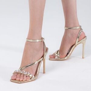 Chic Gold Embellished Heels
